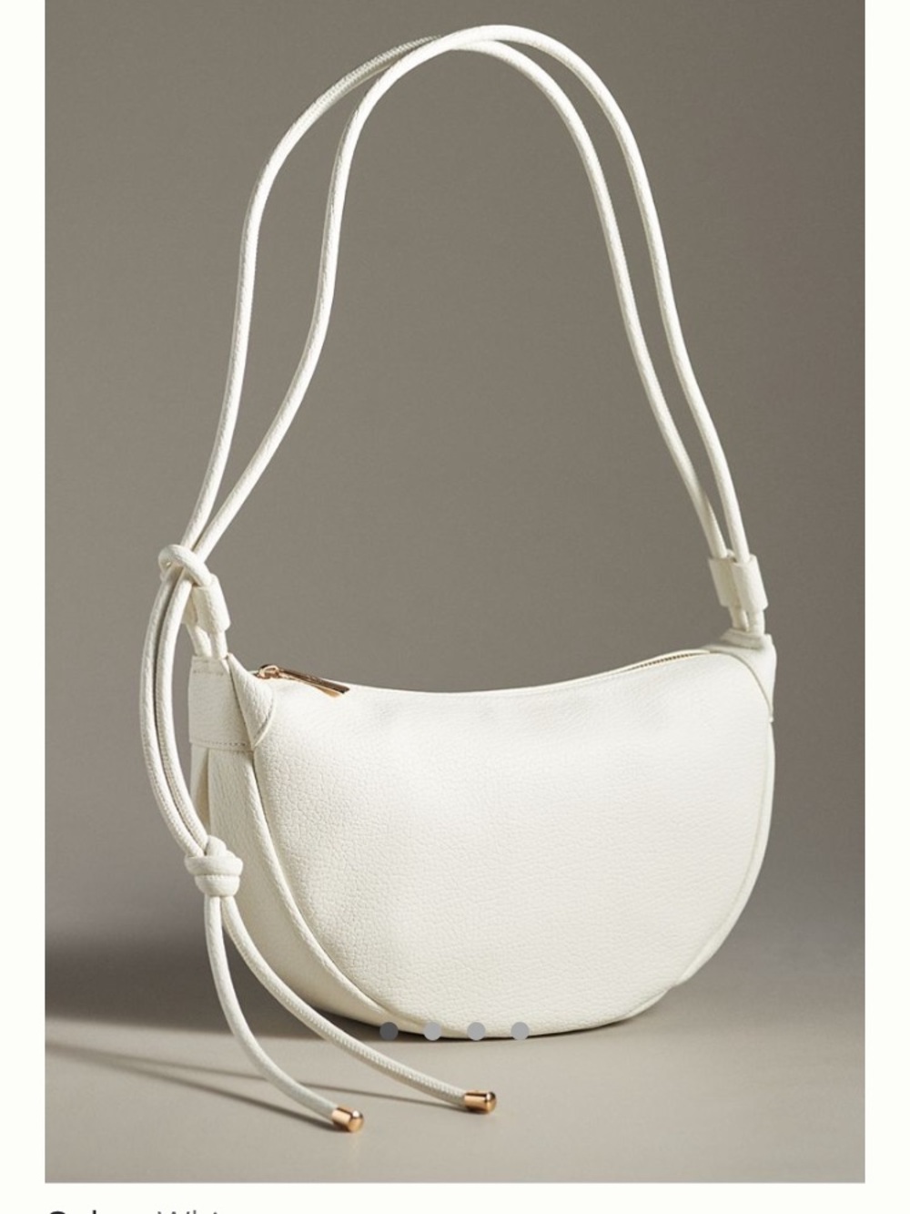 Elegant Cream Crescent Shoulder Bag with Rope Strap
